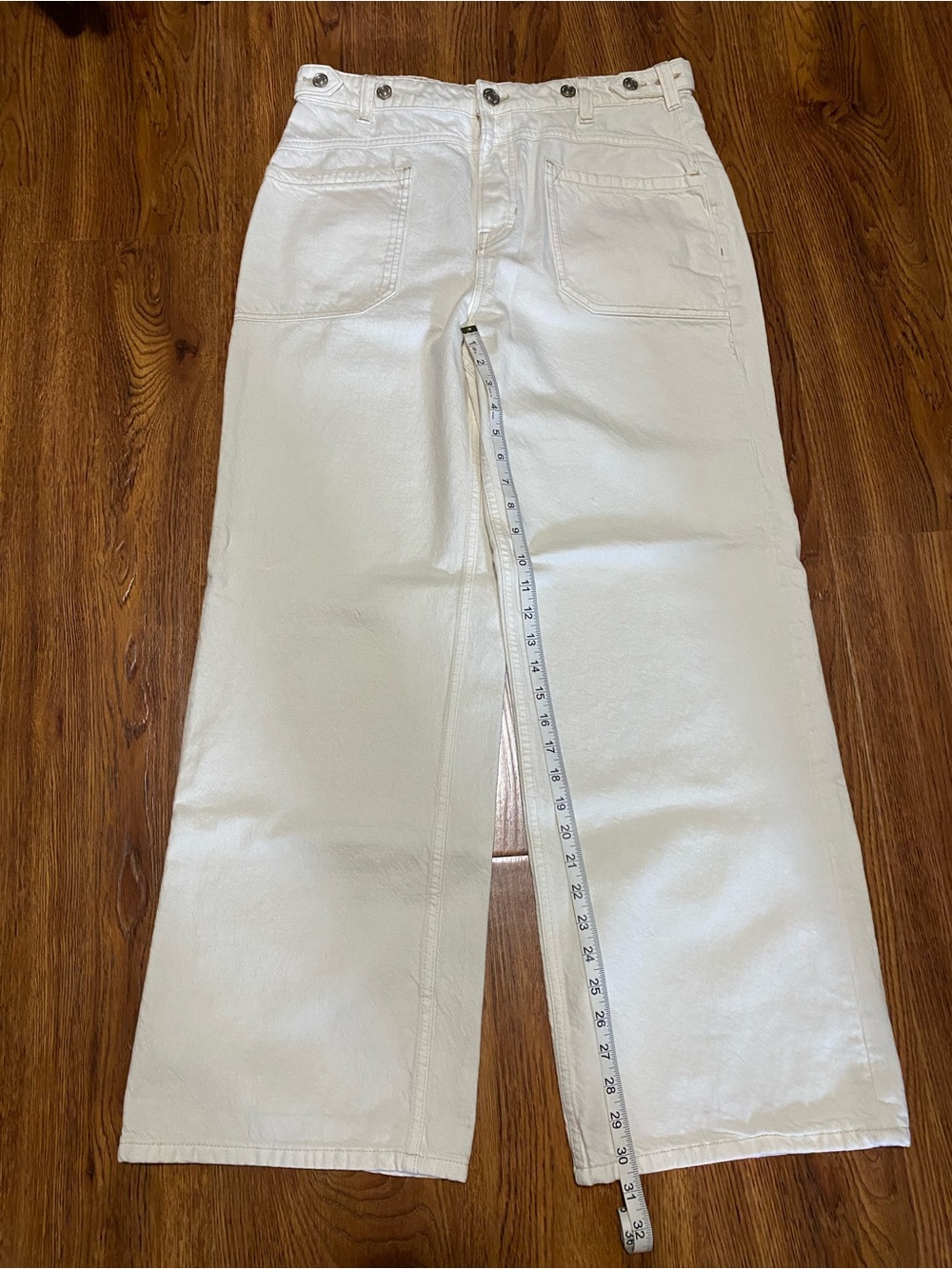Free People We The Free Off-White Palmer Cuffed Wide-Leg Jeans Size 30 - Picture 5 of 6